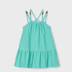 Vestido perforado abalorios niña Mayoral