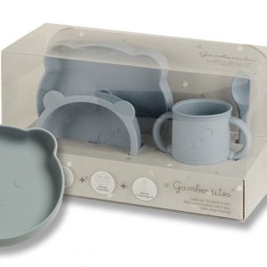 Vajilla 4 piezas silicona AZUL Gamberritos