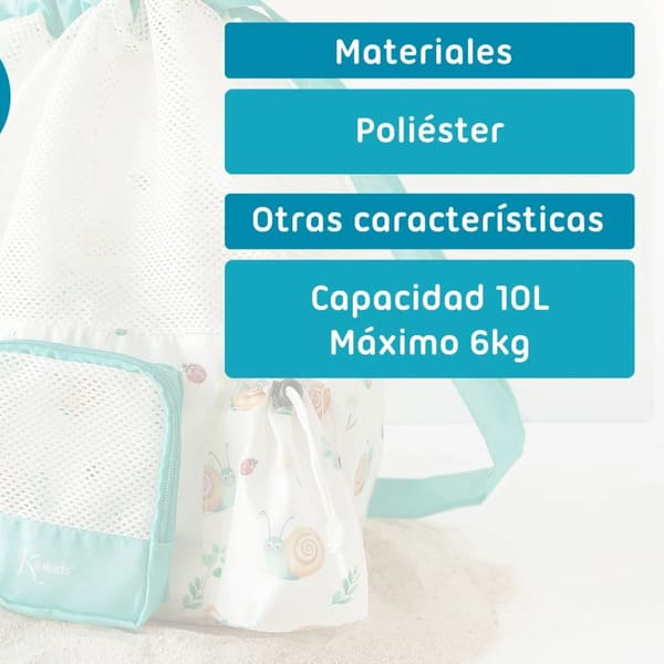 Bolsa de playa caracoles beige Kiokids - Imagen 4