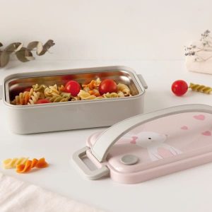 Alternative view of Caja almuerzo acero inoxidable conejo rosa Kiokids
