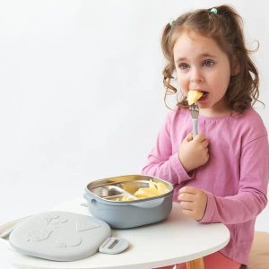 Alternative view of Caja almuerzo cuadrado acero inoxidable gris Kiokids