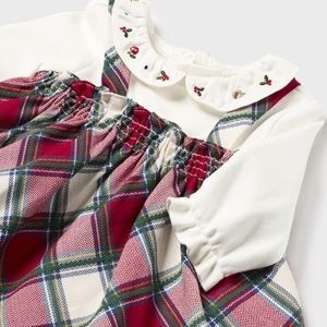 Vestido cuadros rojo camiseta cuello Mayoral