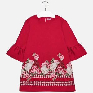 Vestido rojo cenefa satén Mayoral