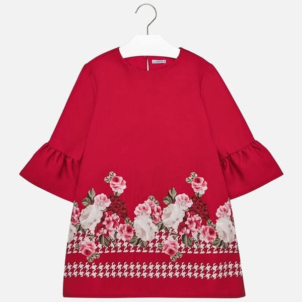 Vestido rojo cenefa satén Mayoral