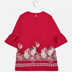 Alternative view of Vestido rojo cenefa satén Mayoral