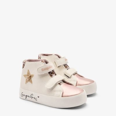 Zapatillas Altas con Estrella Tira Blancas Conguitos