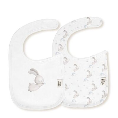 Pack baberos conejitos bambú impermeables bco/azul Interbaby