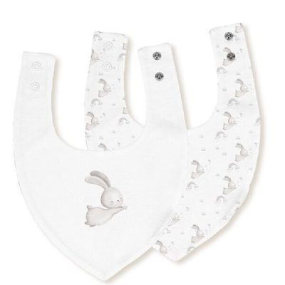 Pack baberos conejitos bambú impermeables bco/gris Interbaby