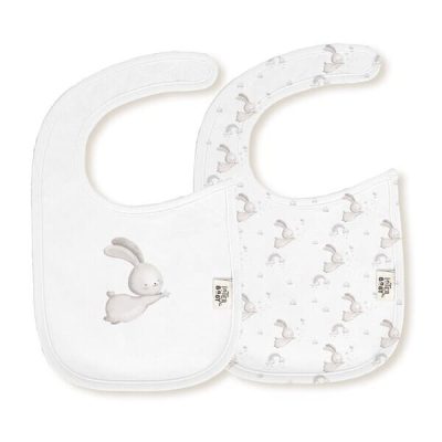 Pack baberos conejitos bambú impermeables bco/gris Interbaby