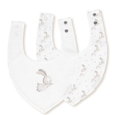 Pack baberos conejitos bambú impermeables bco/rosa Interbaby