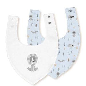 Pack baberos conejitos bambú impermeables bco/azul Interbaby