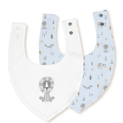 Pack baberos conejitos bambú impermeables bco/azul Interbaby