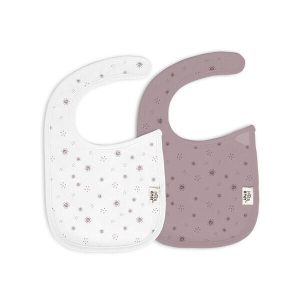 Pack baberos bambú impermeables bco/rosa Interbaby