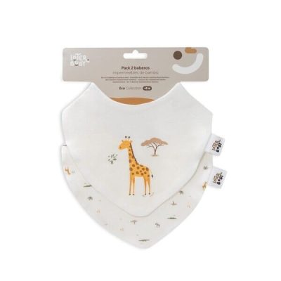 Pack baberos conejitos bambú impermeables jirafa Interbaby